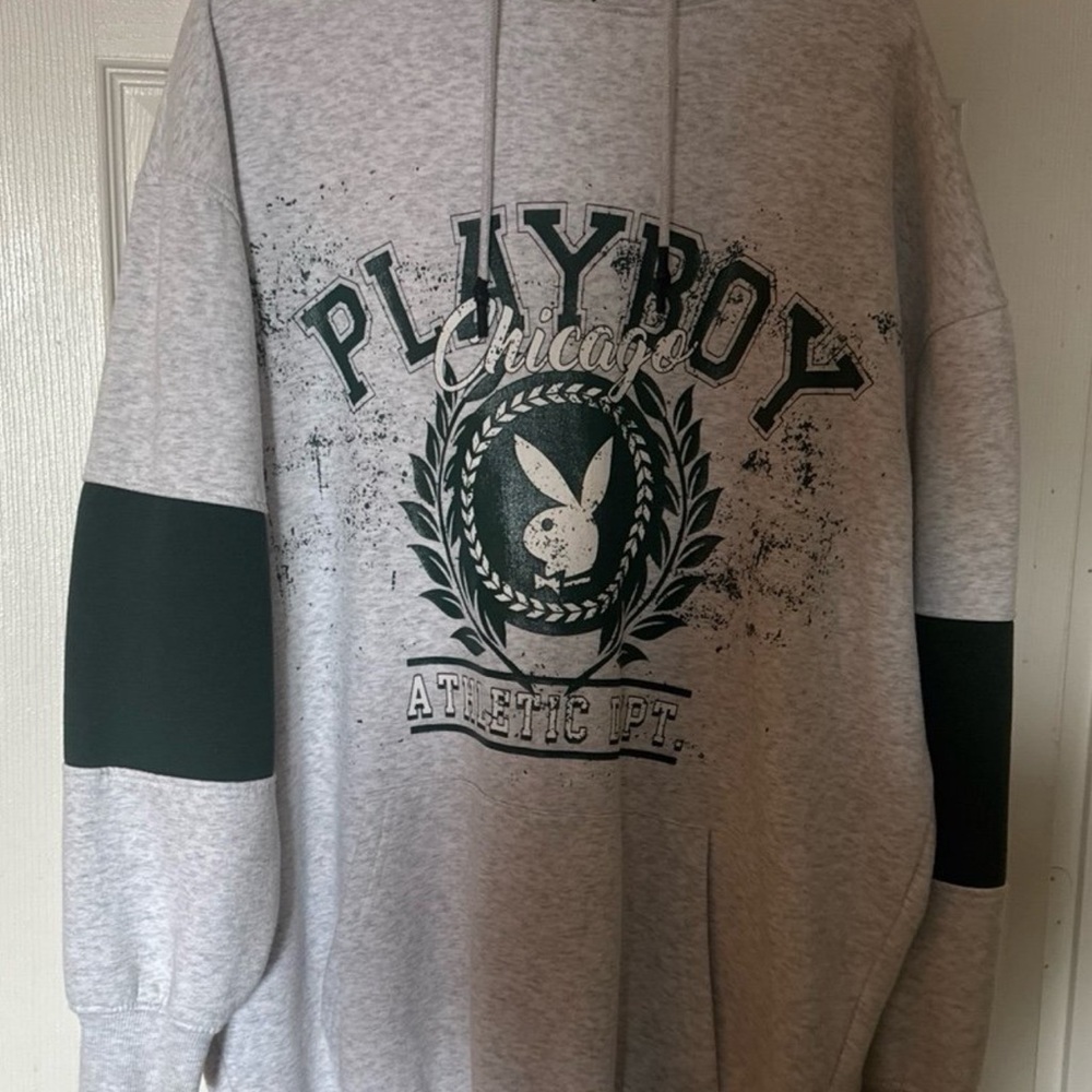 PLAYBOY Gray Hoodie with Black Accents